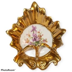 Antique Handpainted Porcelain Dish Wall Hanging